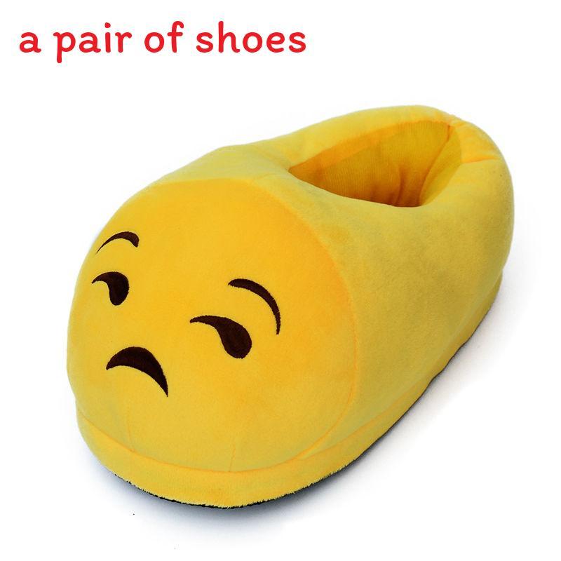 Emoji Plush Slippers With Nonslip Rubber Sole For Home Comfort And Relaxation