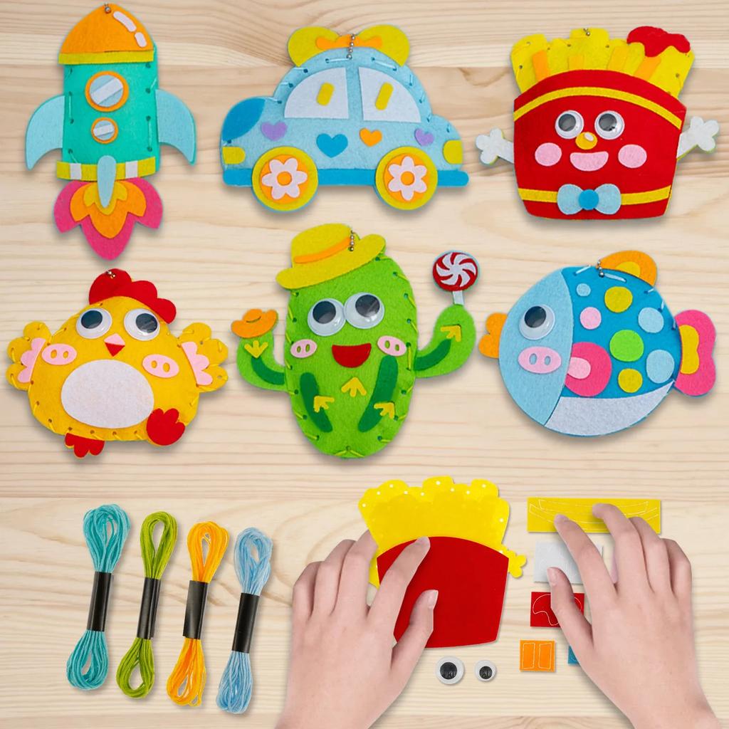 Kids Sewing Animals Craft Kit DIY Sewing Felt Plush Animals Handmade Craft Accessories Set for Beginner Handcraft Sewing