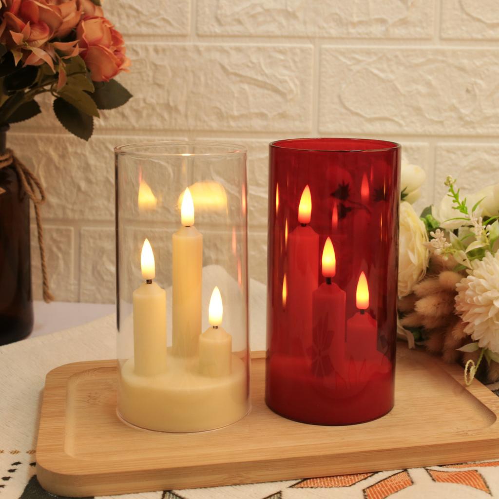 Xiaomi Clear Acrylic 3 Wick Flickering Flameless LED Candles Battery Operated Realistic Pillar Candles for Home Weddings Parties Decor