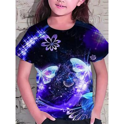 2025 Casual T-Shirts Girls' Clothing New Funny Animal Butterfly 3d Print Girls' T-Shirts Party Fashion Short Sleeved Tops Tee