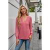 Autumn and Winter Women's Blouse Multi-Layered V-Neck Solid Colour Long Sleeve Tops