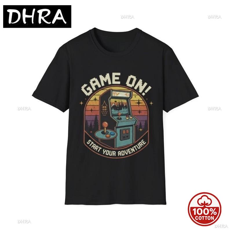 Game on TShirt Retro Arcade Gamer Tee Start Your Adventure Shirt Trendy Tops StateUnisext Soft Printed Graphic Tees Unisex TShirt S