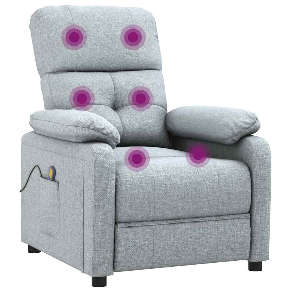 Vidaxl Massage Armchair, Light Gray, Fabric Upholstered