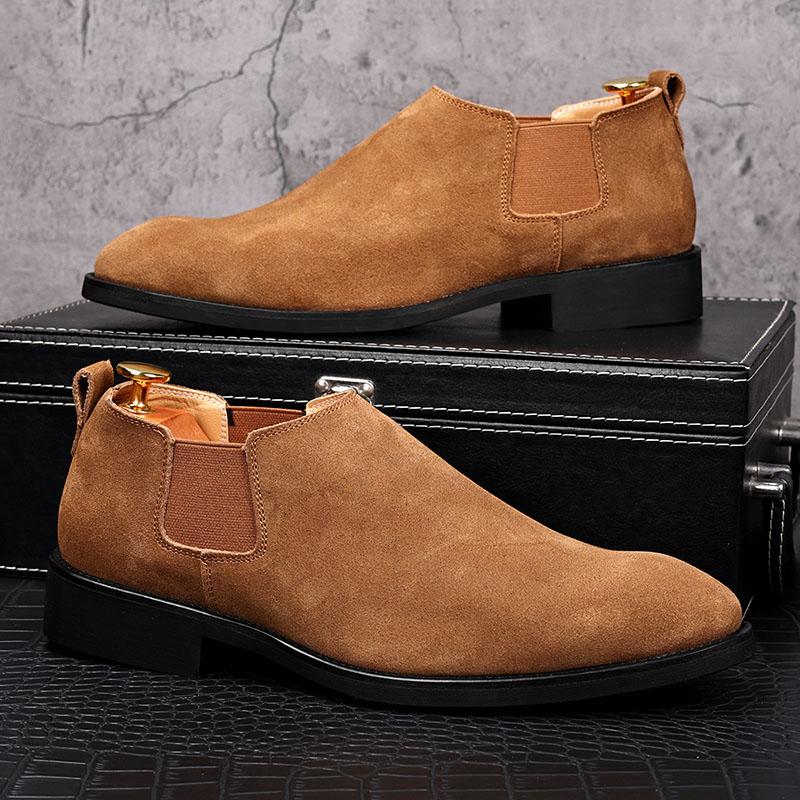 Fashion New Designer Men's Pointed Genuine Leather Slip On Flats Casual Shoes Male Penny Loafter Wedding Dress Prom Party Zapatos Hombre