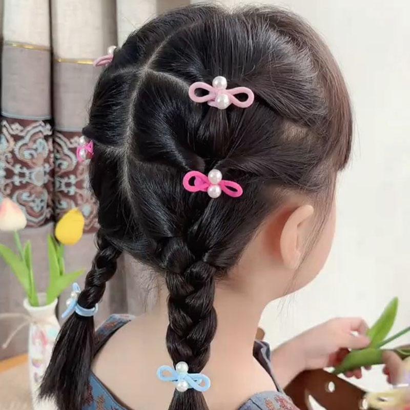 10Pcs/Set Sweet Elastic Hair Ropes Tie Korean Beads Pearl Rubber Bands Headbands for Women Ponytail Head Loops Hair Accessories