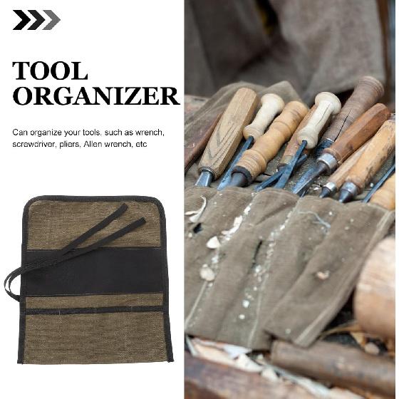 Uonlytech Rollwerkzeugtasche Leinwand Aufrollbare Tasche Schraubenschlüssel-Organizer mit Taschen Holz schnitzwerkzeuge Meißel Handwerkzeuge Tasche für Mechaniker Schreiner