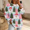 Top Pullover Casual da Donna a Manica Lunga con Stampa Natalizia e Design