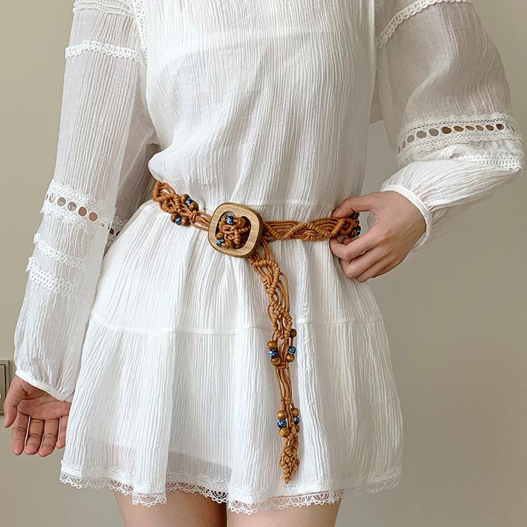 Ethnic Style Woven Belt Women'S Dress Bohemian Retro Decorative Waist Chain Personalized Rope Accessories Tide