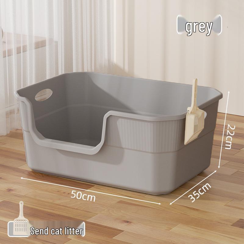 Extra Large Splash-Proof Open Cat Litter Box for Indoor Kittens