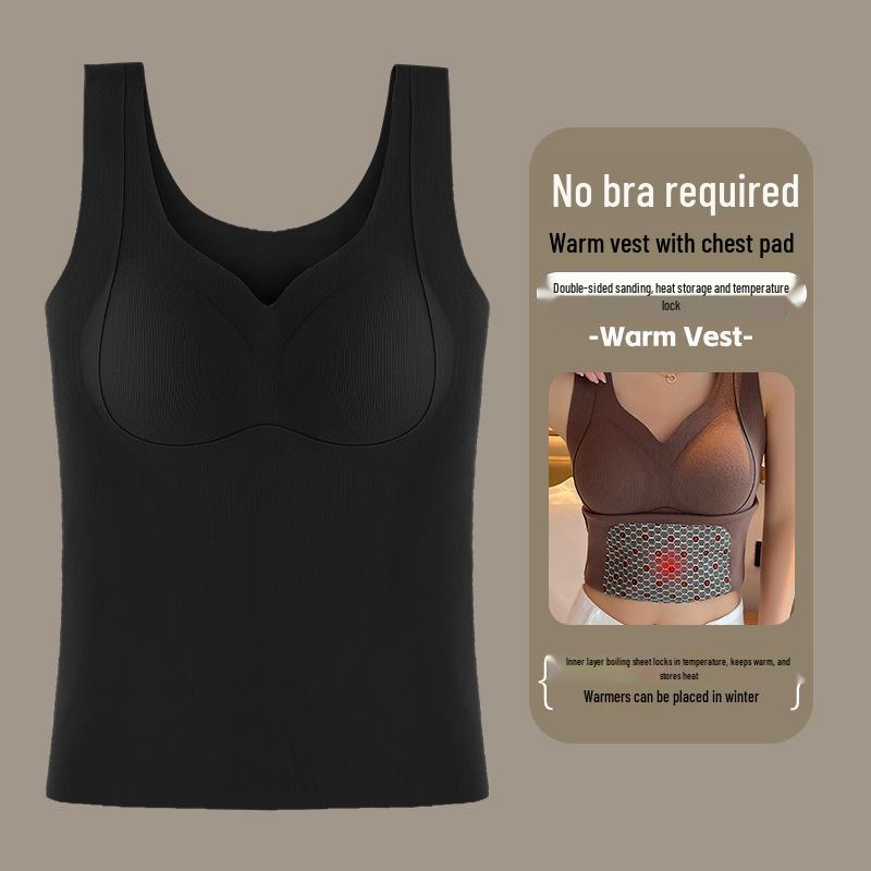 Women's Plus Size Fleece-Lined Self-Heating Warm Vest - Antibacterial, Seamless Autumn/Winter Base Layer Innerwear/Outerwear