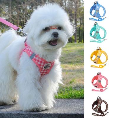 Comfortable Dog Harness Leash Stylish Polyester with Metal Buckle Pet Chest Vest Reflective Adjustable Cat Chest Strap