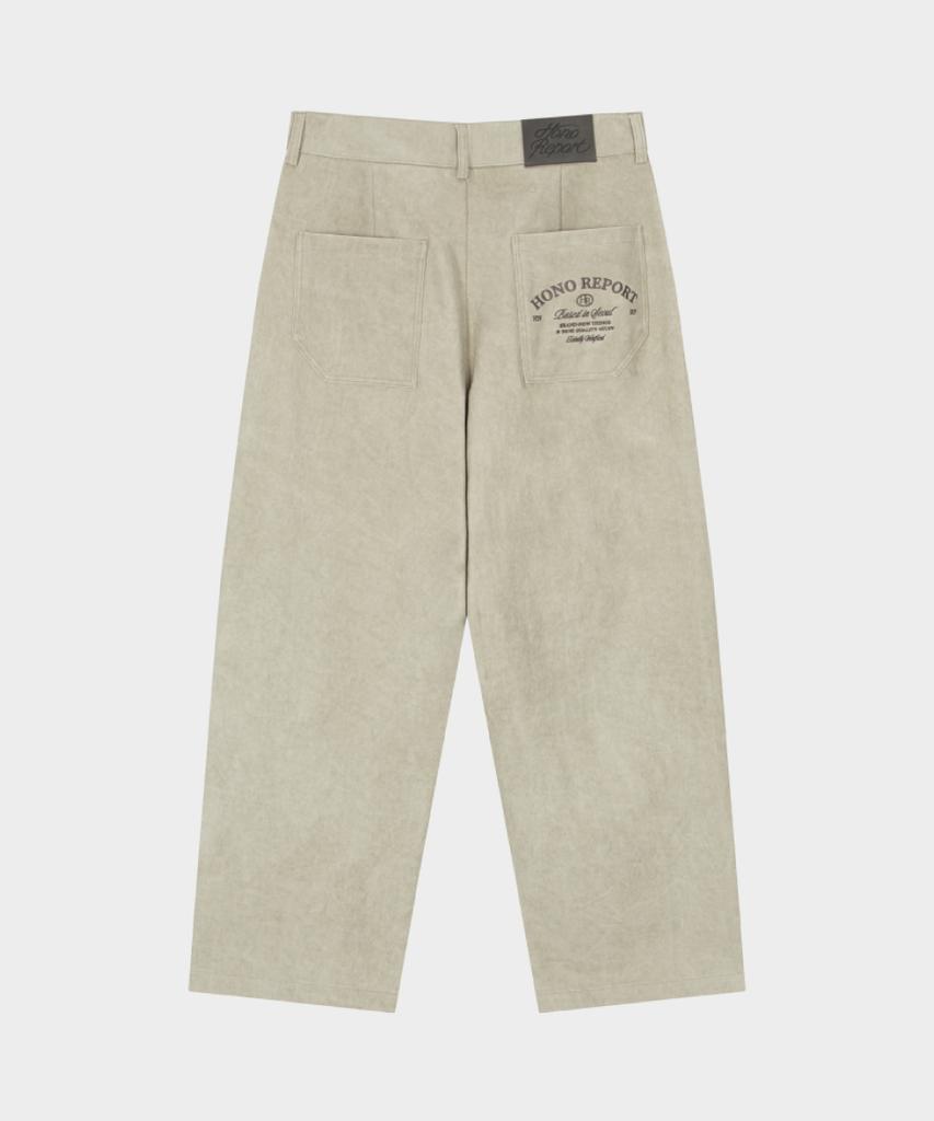 HONO REPORT Washed Wide Cotton Pants_Washed Beige