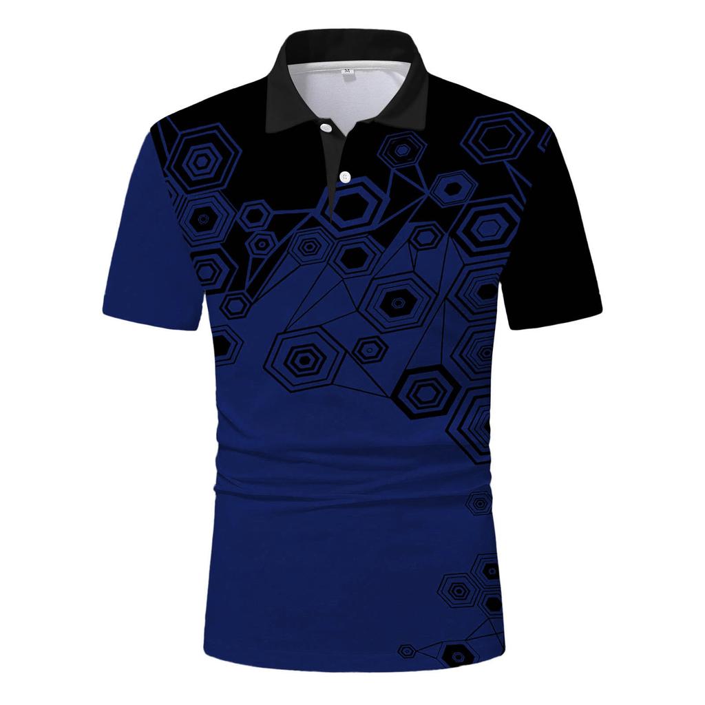 Trendy Geometric Short Sleeve Polo Shirt, Versatile Casual Top for Daily Wear