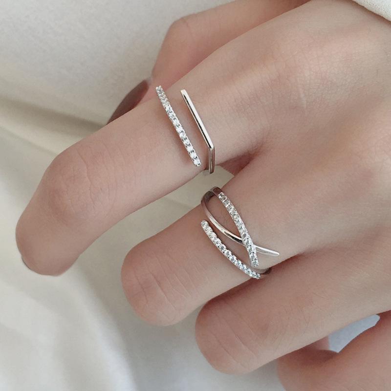 Women's Trendy Geometric Diamond Open Ring - Simple, Cool, and Unique Design