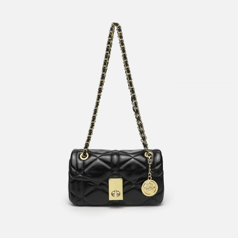 Womens Mini Square Crossbody Bag With Rhombus Stitching PU Leather Chain Strap Fashionable Street Style Shoulder