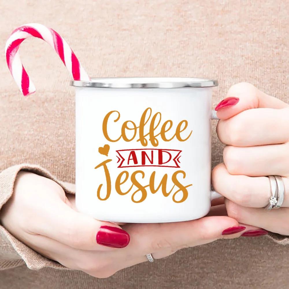 Christian Faith Enamel Coffee Tea Mugs Religious Quotes Trendy Christian Gift for Believer Camping Mug Religious Faith Gifts