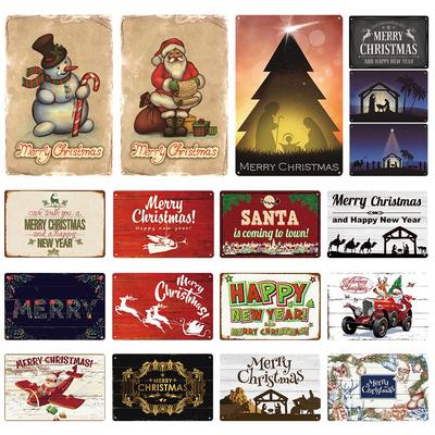 Santa Claus Metal Tin Sign Plaque Christmas Posters Cartoon Elk Iron Painting Home Bar Cafe Pub Decoration Wall Art Plates