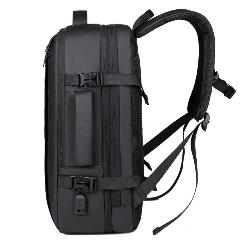 Expandable USB Business Backpack: Water-Repellent, Large Capacity, Leather Film for Men's Commute & Travel
