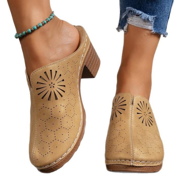 Scarpe Baotou Tacco Zeppa Infradito da Donna Scarpe Perforate Taglie Grandi Sandali