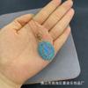 Handcrafted Sea Blue Chalcedony Stone Inlay Ceramic Clay Jewelry Set Women Earrings Necklace Bracelet