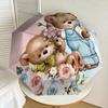 1pc Teddy Bears Flowers Automatic Folding Umbrella, Heavy Duty 8 Rib Iron Frame,  Suitable for Travel, Daily Use, Birthday, Decor Gift m0104025