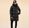 Black gold medium and long down jacket women's winter fashion high-end white duck down to keep warm over the knee couple bread jacket burst
