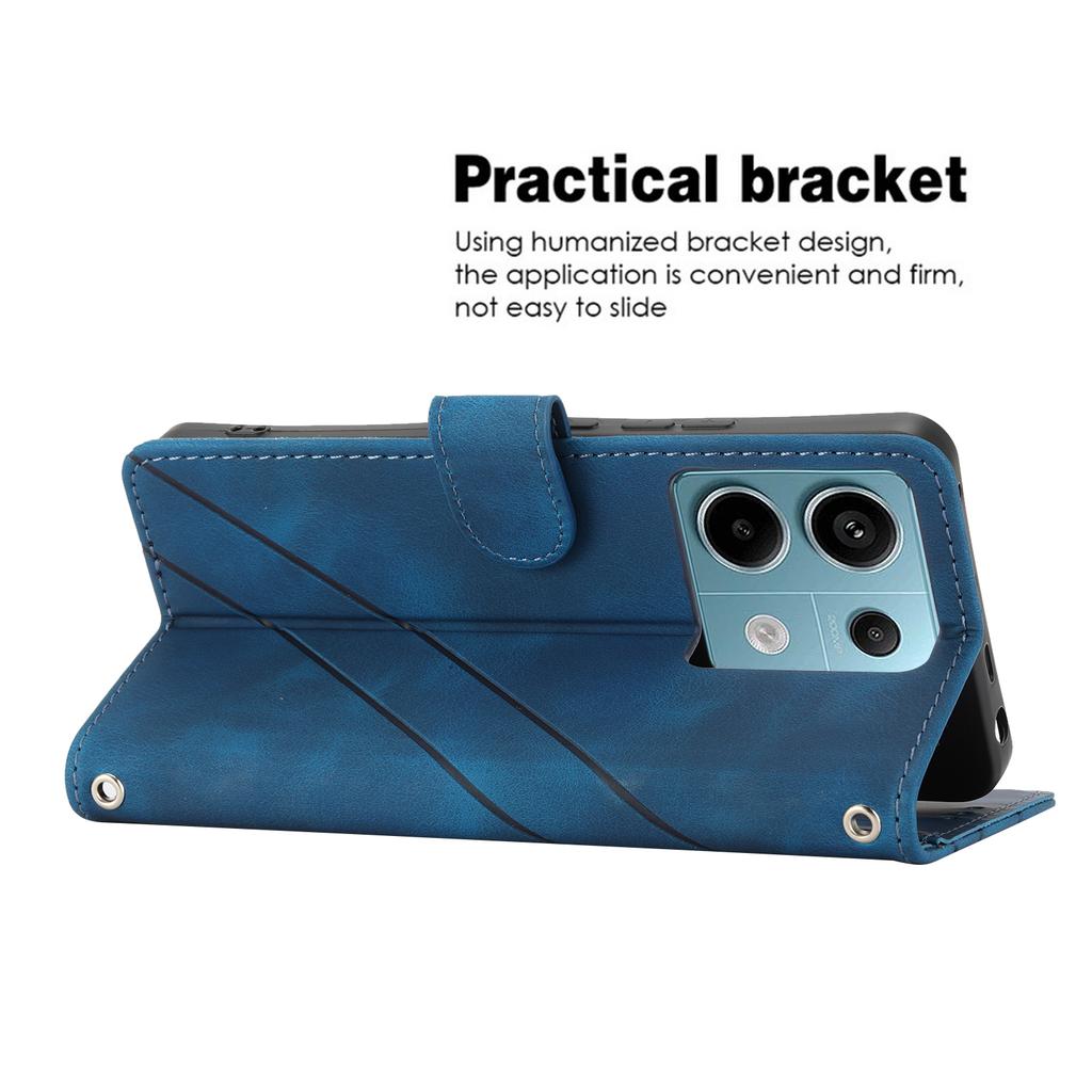 For Xiaomi Redmi Note 13 Pro 5G/Poco X6 5G Wallet Case PU Leather+TPU Phone Cover Imprinted Line