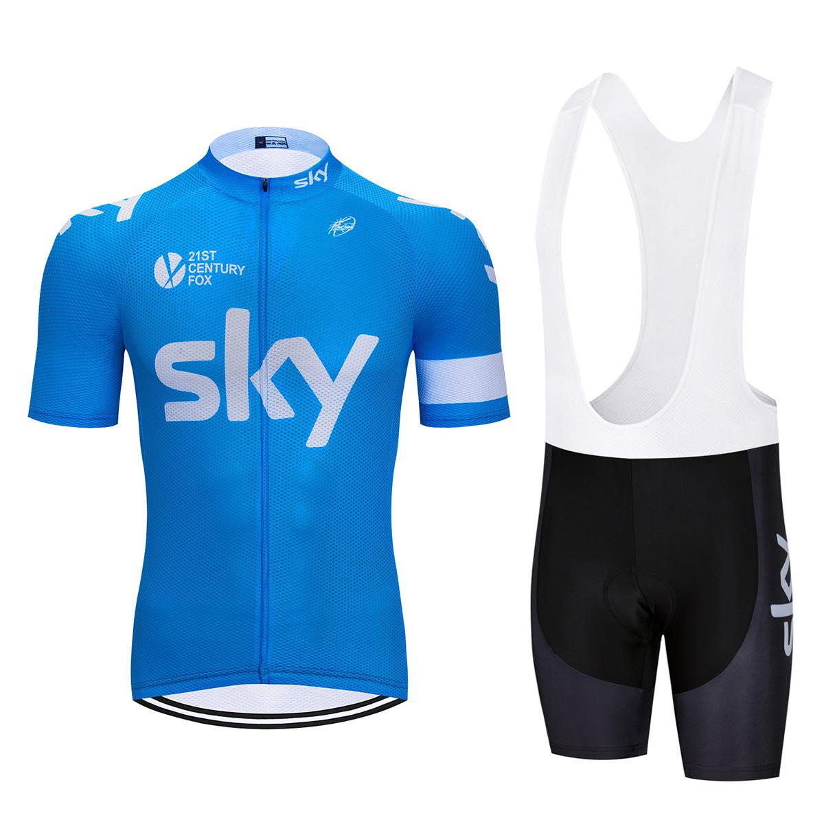 

Bicycle Clothing Sky Team Mountain Bike Bicycle Team Edition Cycling Suit Set Strap Short Sleeve Set 2026 Summer Breathable Cycling Suit Set S