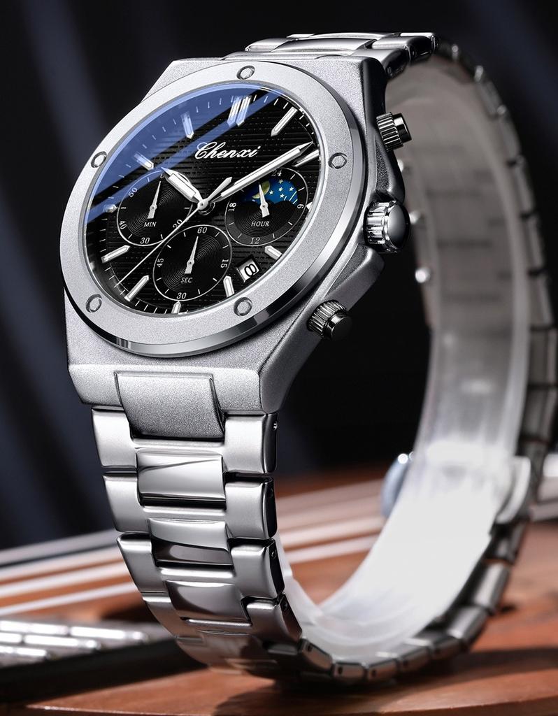 Men Multifunction Quartz Watch Luminous Waterproof Business Fashion Wristwatch