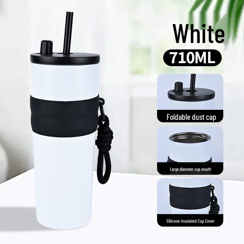 316 Stainless Steel Portable Thermos Cup with Giant Straw for Coffee or Ice Water