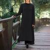 Moda donna primavera autunno tinta unita stampa manica lunga scollo a V vita larga abiti casual