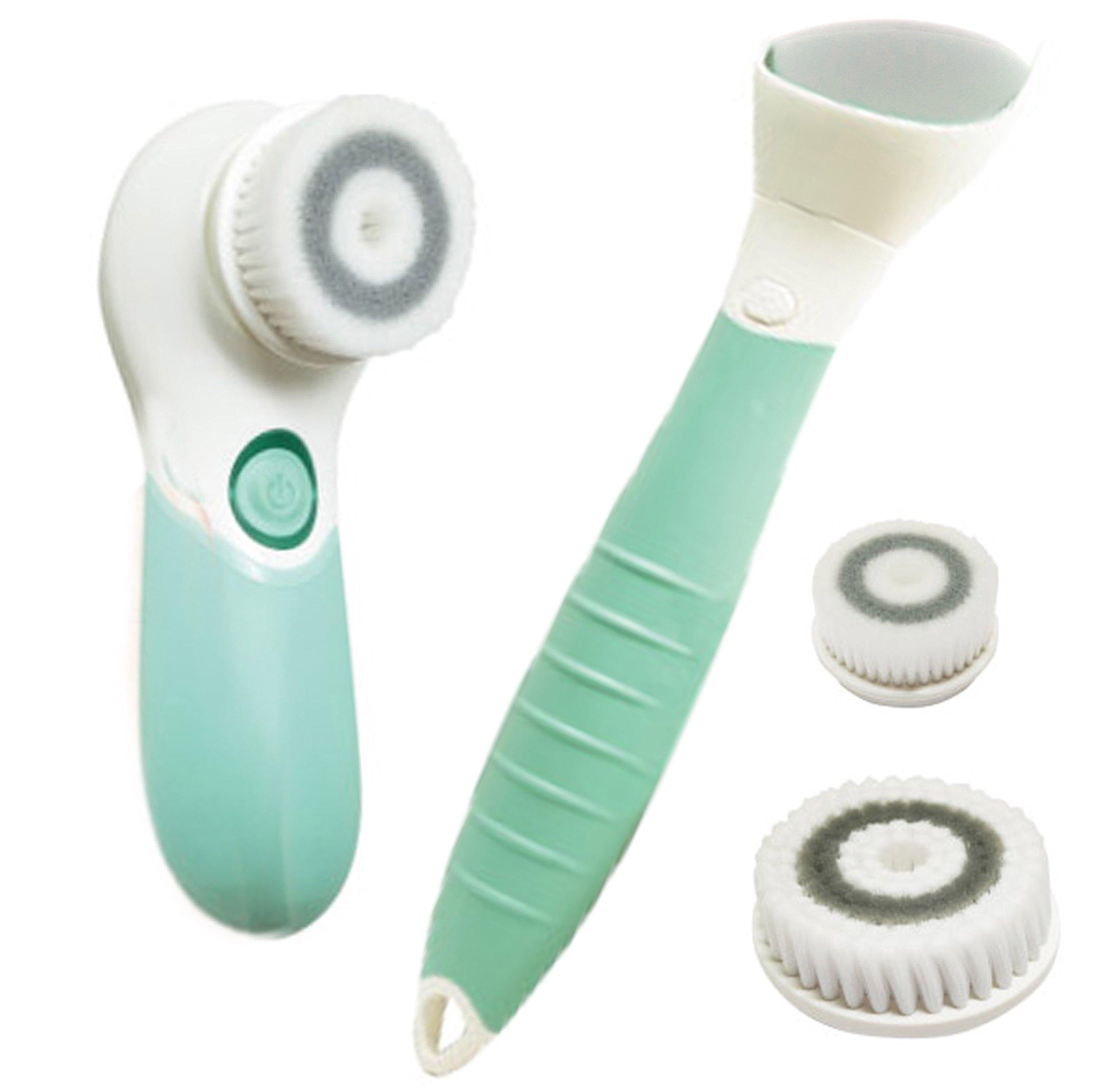 ufurl 2-Way Facial Cleansing Brush & Back Brush, Waterproof, Electric, Rotating Wash Brush (with Detachable Long Handle) MEBL-40