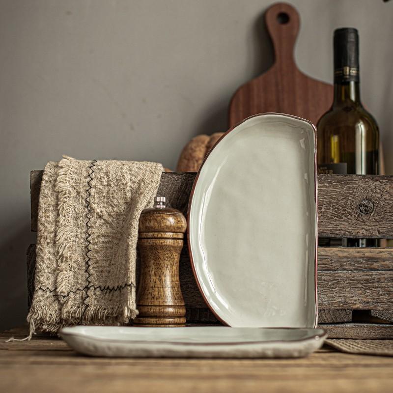 Creative Ceramic Dim Sum Plate Platter Western Food Plate Moon Plate Tableware Plate Household Fruit Plate Tray Plate