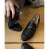 Blue Cabinet~ Rabbit Hair~ Loafers Women's Autumn and Winter New Coarse Heel French Single Shoes Versatile Fleece Warm Cotton Shoes Small Leather Sh
