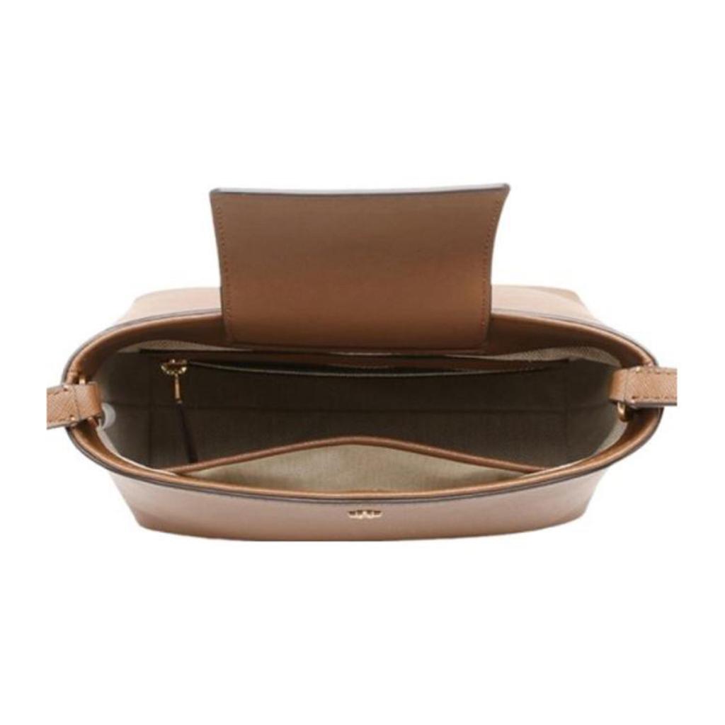 Tory Burch Emerson Double T Logo Minimalist Fashion Bucket Bag Women Shoulder Bag Brown 134840-909