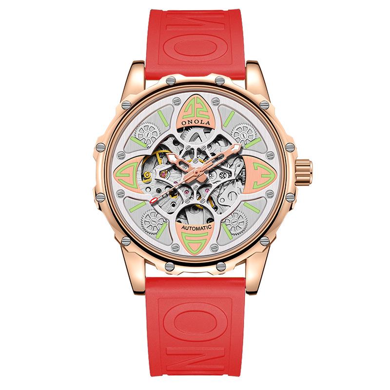 ONOLA Four-Leaf Clover Automatic Mechanical Watch - Unisex Waterproof with Rubber Strap