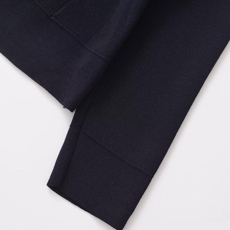 Women Fashion Black Single Breasted Knitted Sweater Vintage Lapel Neck Long Sleeves Female Chic Lady Tops Outfits