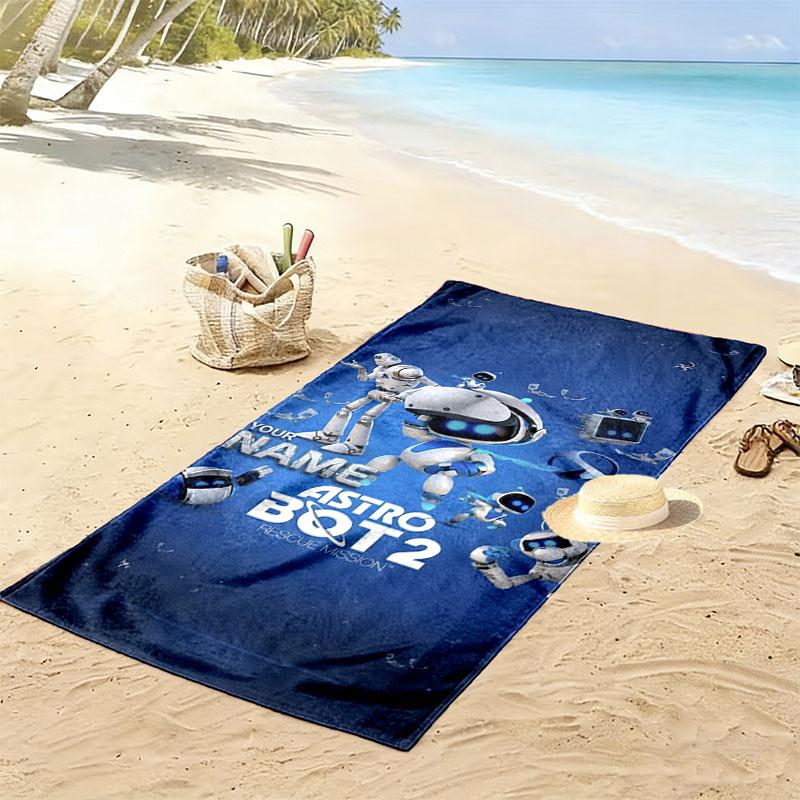 ASTRO BOT Custom Name Print Beach Towel, Large Soft Quick Dry Towel for Beach Camping Swimming