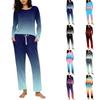 Damen Casual Bedrucktes 2-teiliges Pyjama-Set mit Rundhalsausschnitt und lockerem Schnitt für Schlaf und