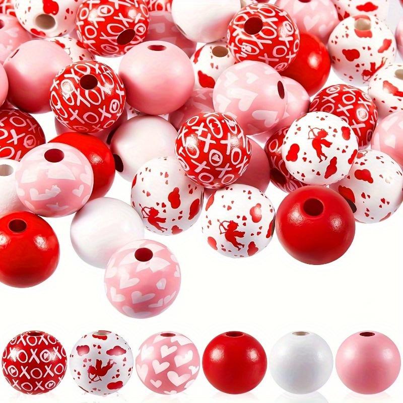 

20 шт. Бусины для рукоделия ко Дню святого Валентина, круглые цветные бусины, деревенские бусины ко Дню святого Валентина, бусины из ржавого дерева, украшения для вечеринки 20 PCS