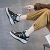 High-top leather women's autumn and winter new women's shoes thick-soled heightening single shoes women's casual sports shoes