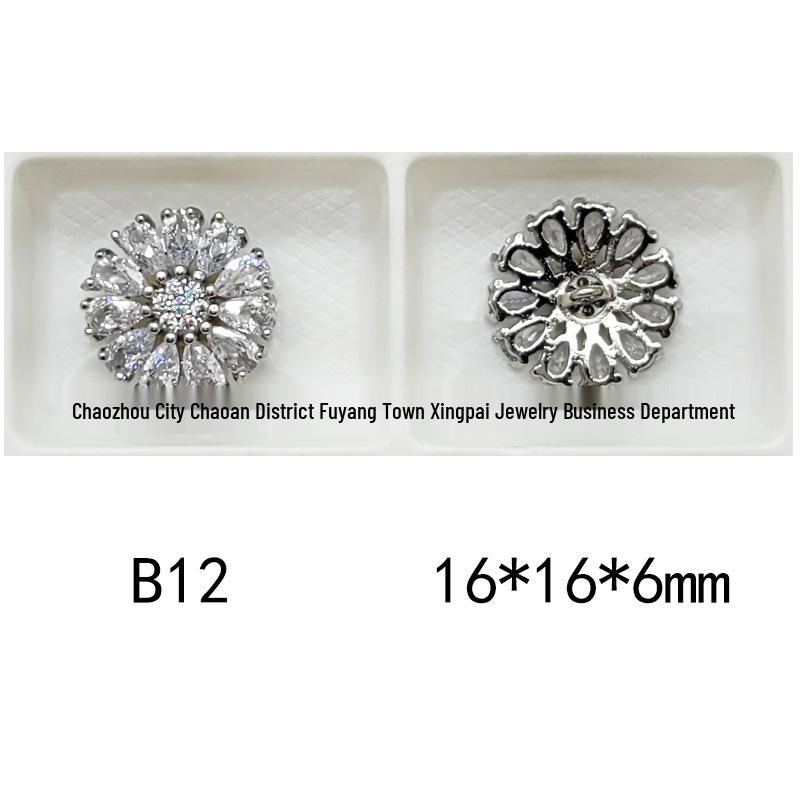Mixed Color Pavé Zirconia Decorative Metal Button