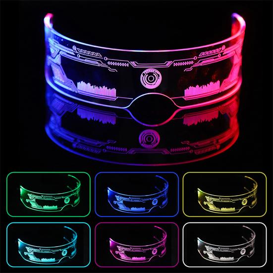 LED-briller 7 farger 12 moduser Cyberpunk briller Blinkende lysende briller for Halloween Cosplay-fest Bar