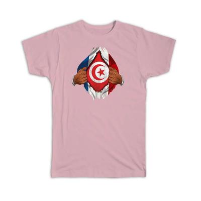 Geschenk-T-Shirt : Tunesien Französische Flagge Brust Tunesisch