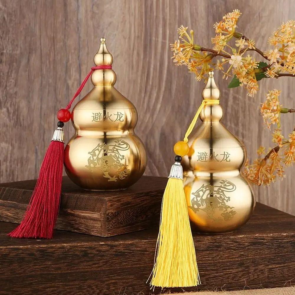 1Pcs Ancient Craft Fire-avoiding Dragon Gourd Feng Shui Fortune Protection Wu Lou Copper Gourd