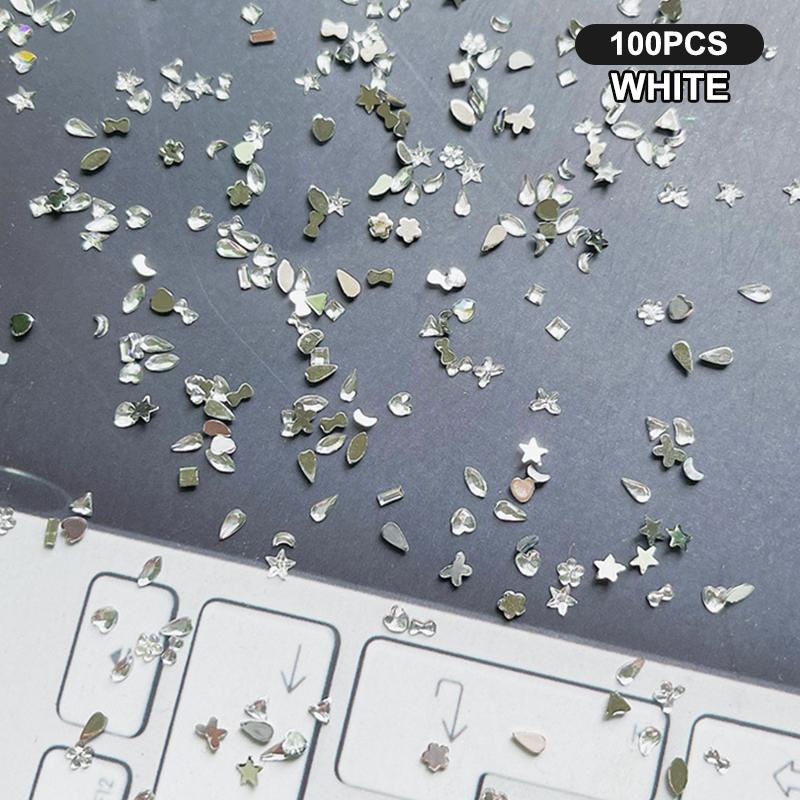100Pcs Nail Art Mini Small Diamond Flat Back Nail Charms Rhinestones Special Shaped Crystals Nail Art Stones Decoration