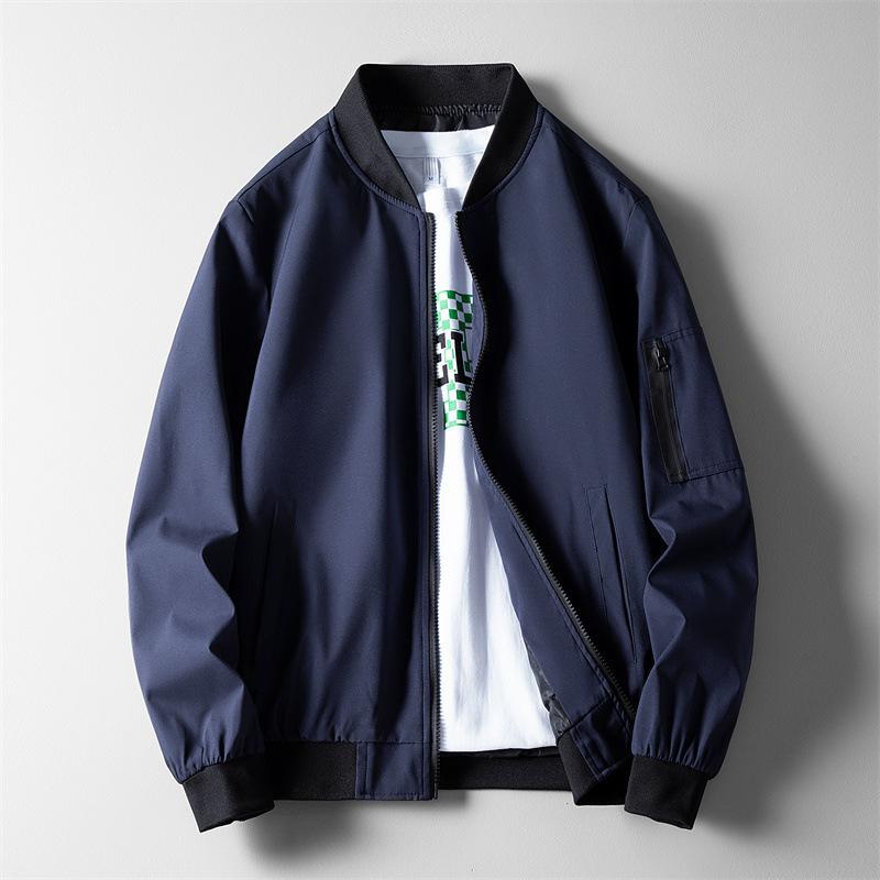 Autumn Casual Jacket Baseball Collar Solid Color Men's Versatile Top Jacket Daily Men