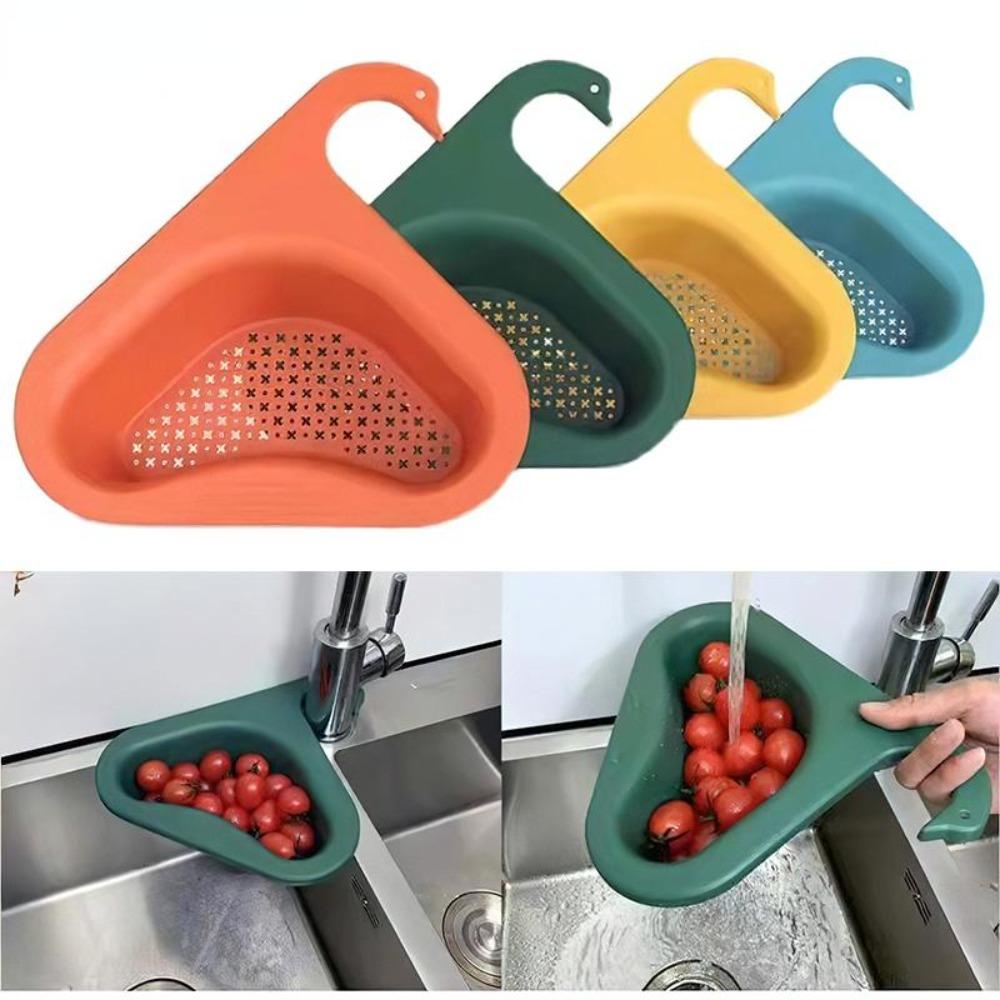 Swan Sink Drain Basket Kitchen Leftover Sink Strainer Fruit Vegetable Washing Basket Hanging Drain Basket Kitchen Tools