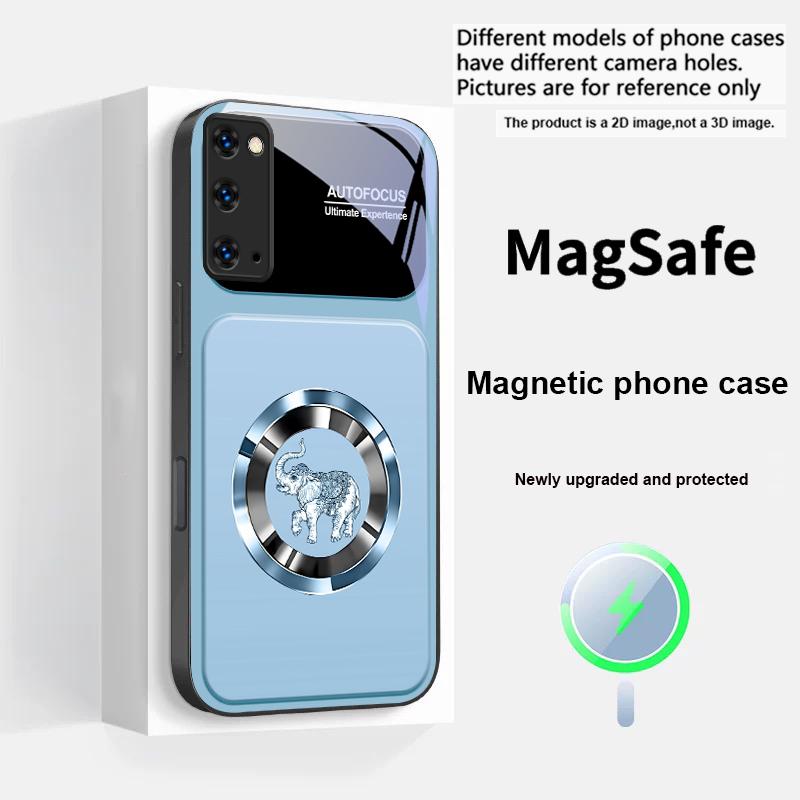 Elegant Pink Elephant For Magsafe Samsung S25 S25 Edge S25Ultra S8 9 10 20 S21 Pro 22 Plus S23 FE S24 Ultra Glass Phone Case
