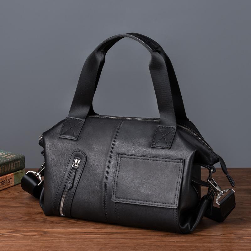 Black Spot Top Layer Tree High Vegetable Tanned Cowhide Retro Casual Men's Bag